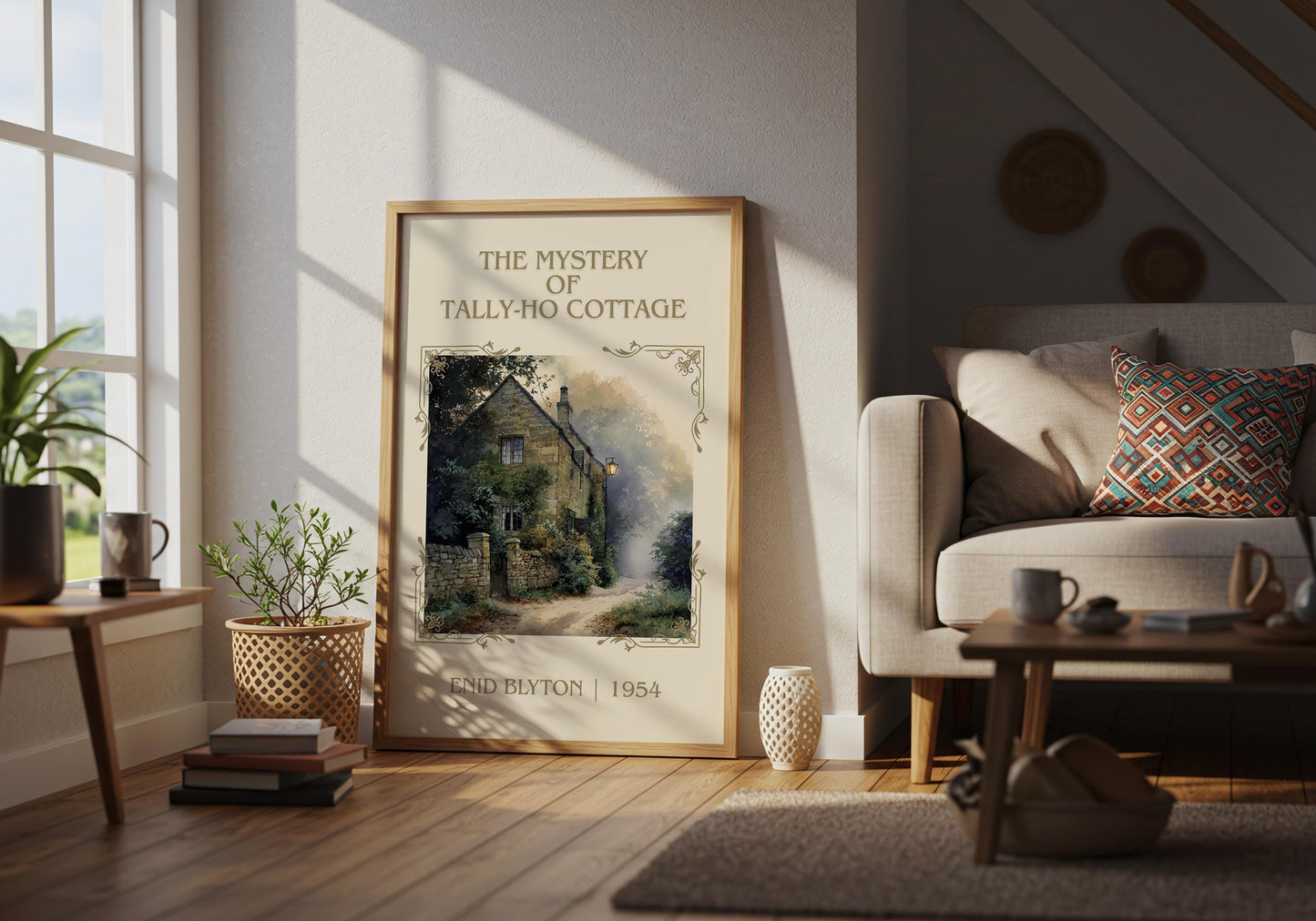 The Mystery Of Tally-Ho Cottage by Enid Blyton High Quality Poster Print-Free Delivery Wall Art. Author Book Artwork-Minimalist Gift Nook