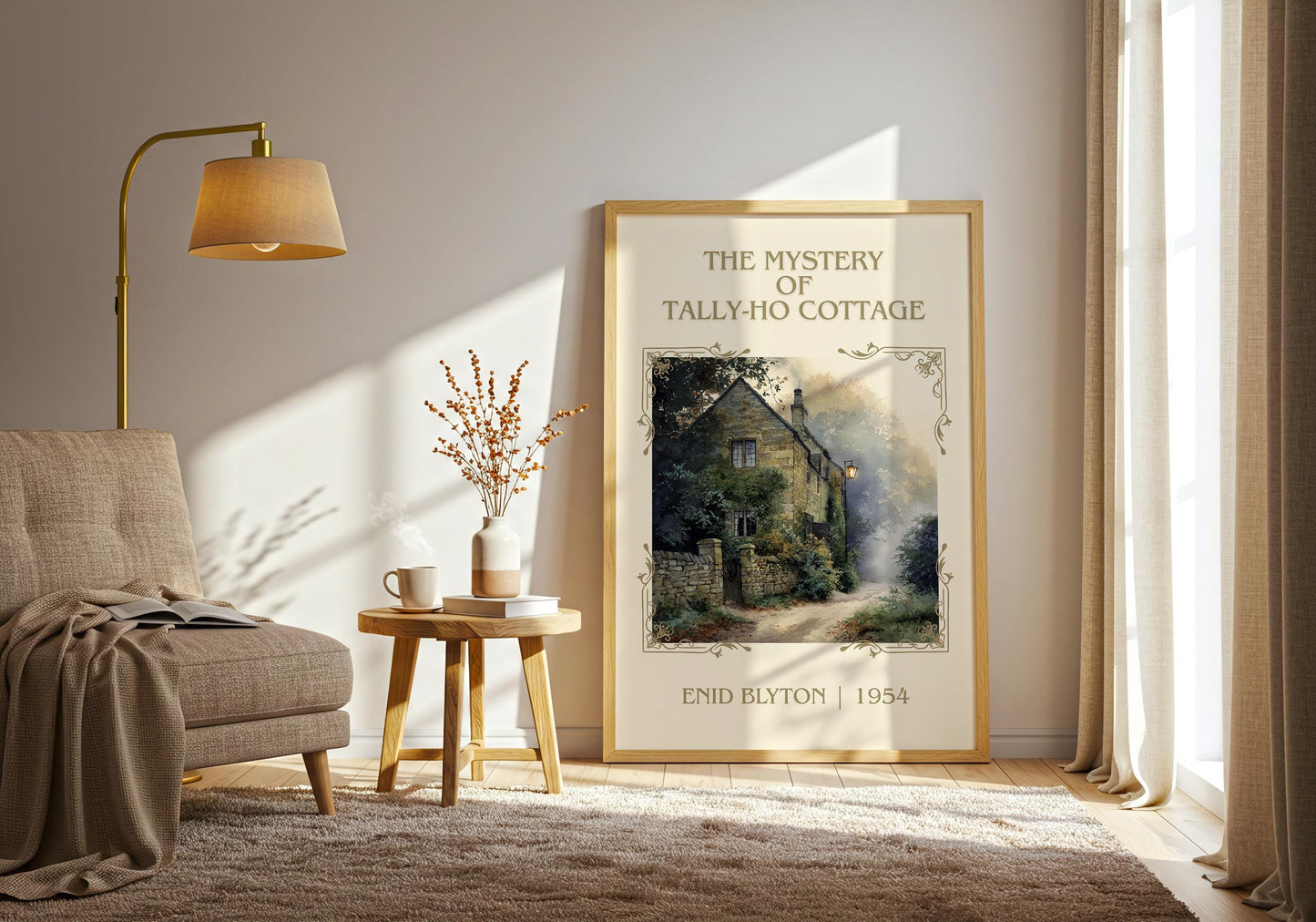The Mystery Of Tally-Ho Cottage by Enid Blyton High Quality Poster Print-Free Delivery Wall Art. Author Book Artwork-Minimalist Gift Nook