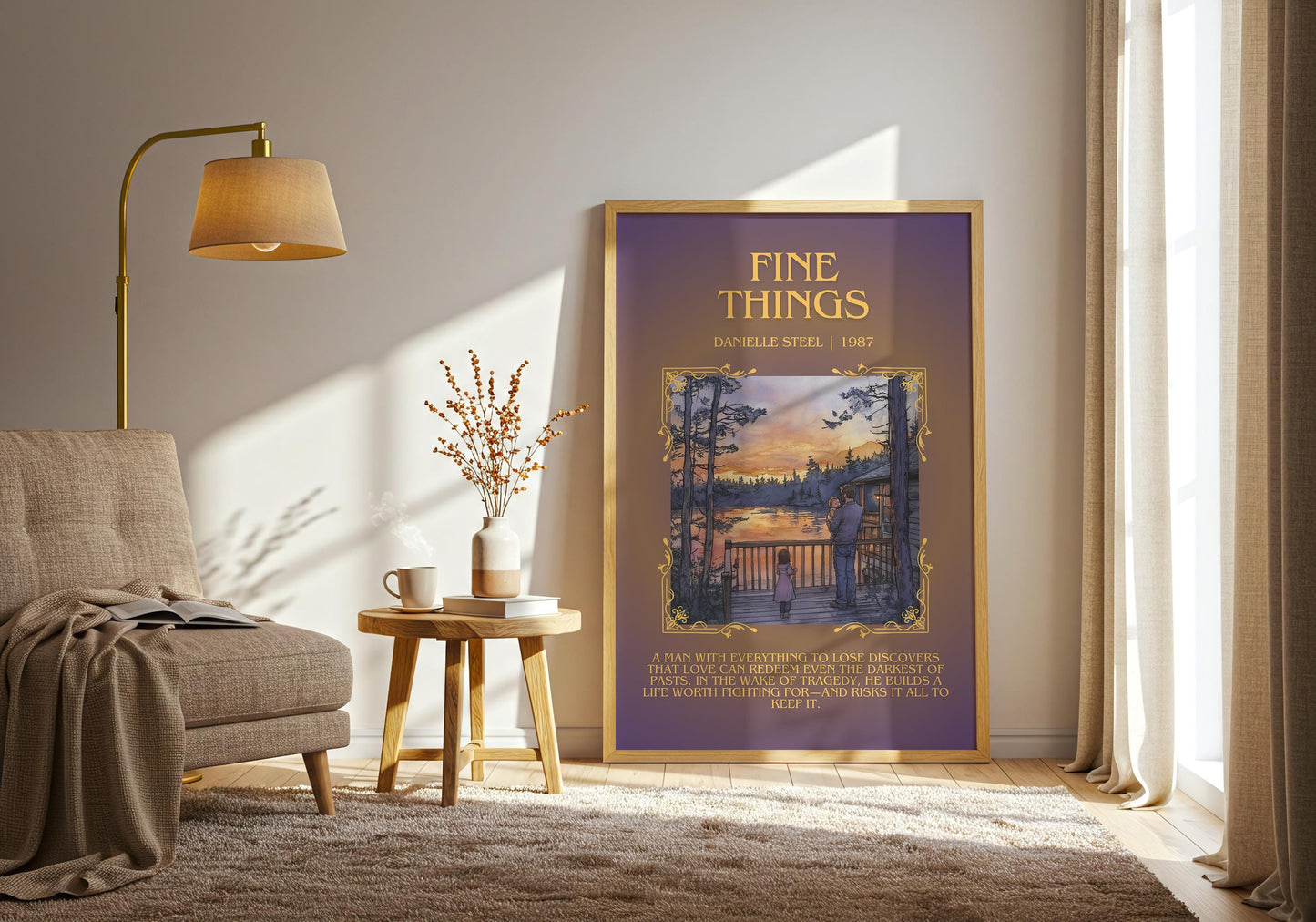 Fine Things by Danielle Steel Descriptive, High Quality Poster Print.Free Delivery Wall Art. Author & Blurb Book Artwork Cover Gift Decor