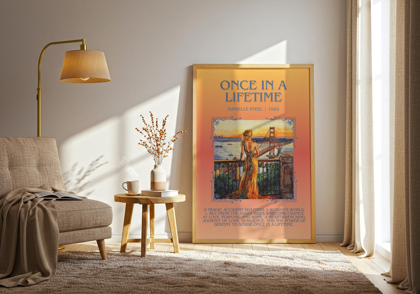 Once In A Lifetime by Danielle Steel Descriptive, High Quality Poster Print.Free Delivery Wall Art. Author & Blurb Book Artwork Cover Novel
