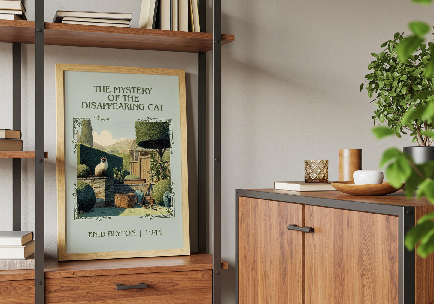 The Mystery Of The Disappearing Cat by Enid Blyton High Quality Poster Print.Free Delivery Wall Art.Author Book Nook Gift Minimalist