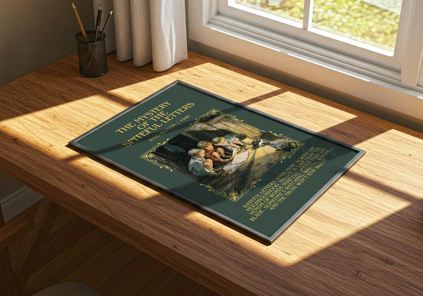 The Mystery Of The Spiteful Letters by Enid Blyton Descriptive, High Quality Poster Print.Free Delivery Wall Art.Author&Blurb Book Nook Gift