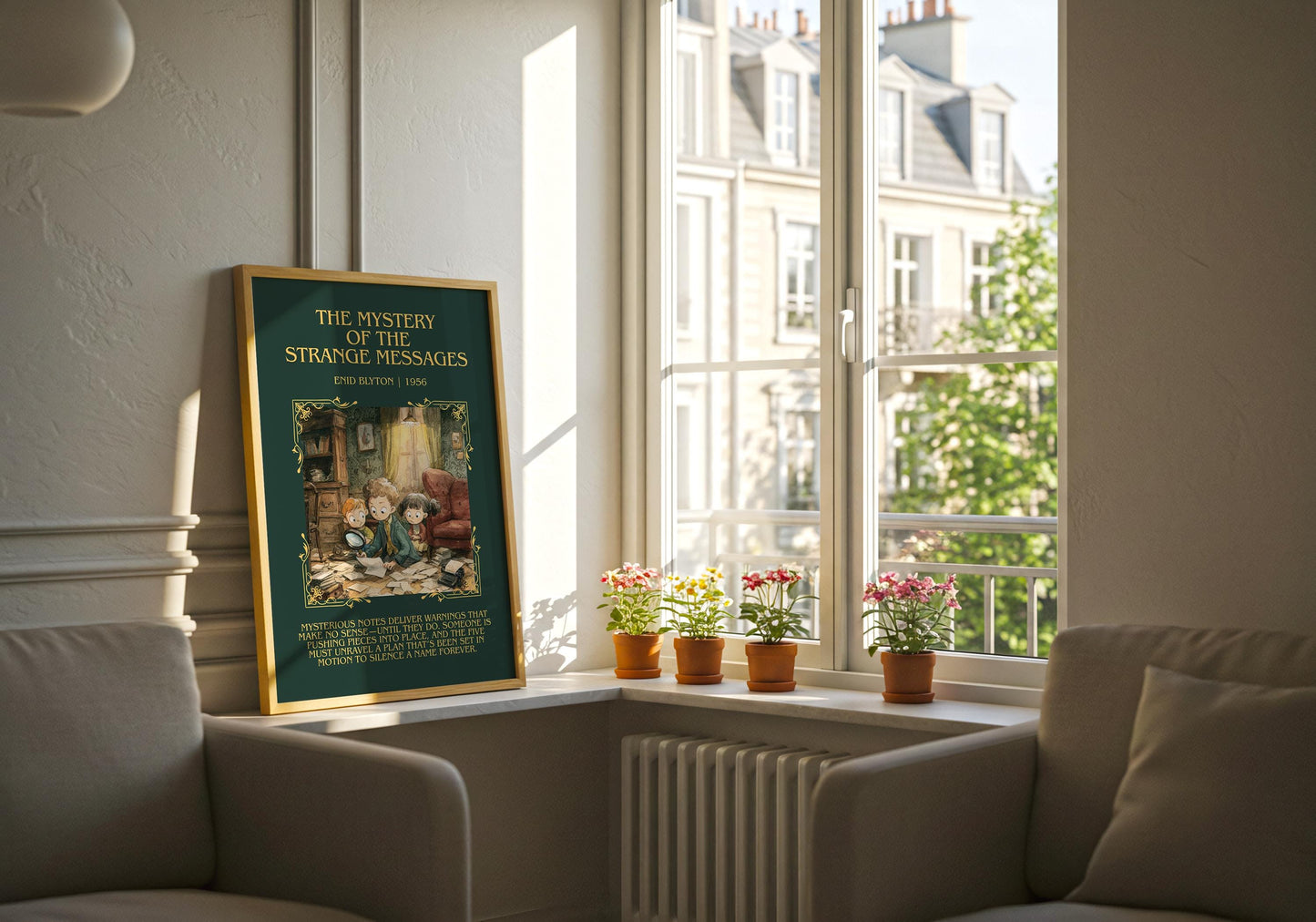 The Mystery Of The Strange Messages by Enid Blyton Descriptive, High Quality Poster Print.Free Delivery Wall Art.Author&Blurb Book Nook Gift