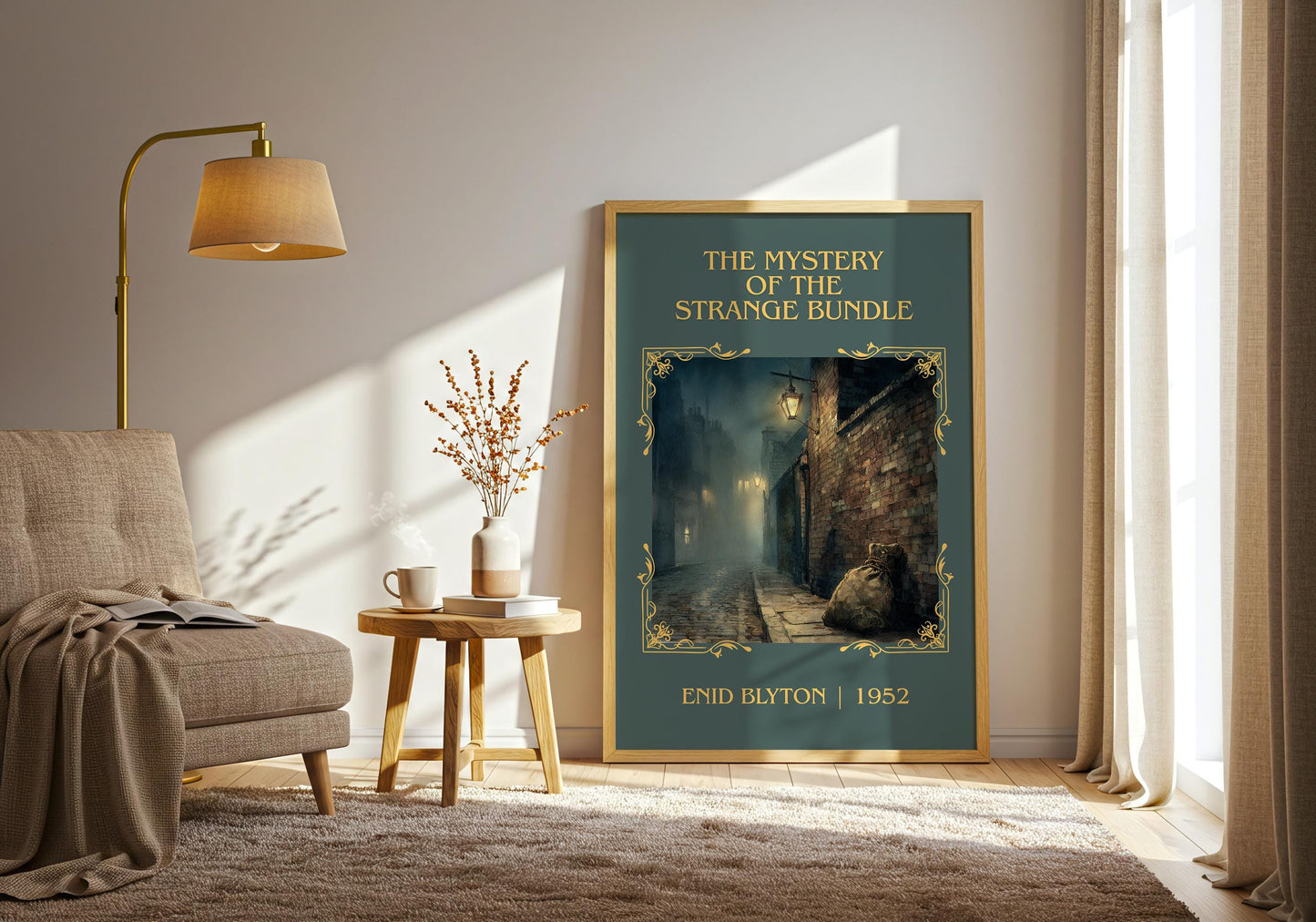 The Mystery Of The Strange Bundle by Enid Blyton High Quality Poster Print.Free Delivery Wall Art. Author Book Nook Minimalist Gift
