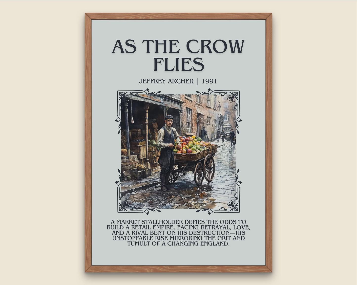 As The Crow Flies by Jeffrey Archer Descriptive, High Quality Poster Print.Free Delivery Wall Art.Author&Blurb Book Artwork.Decor Gift