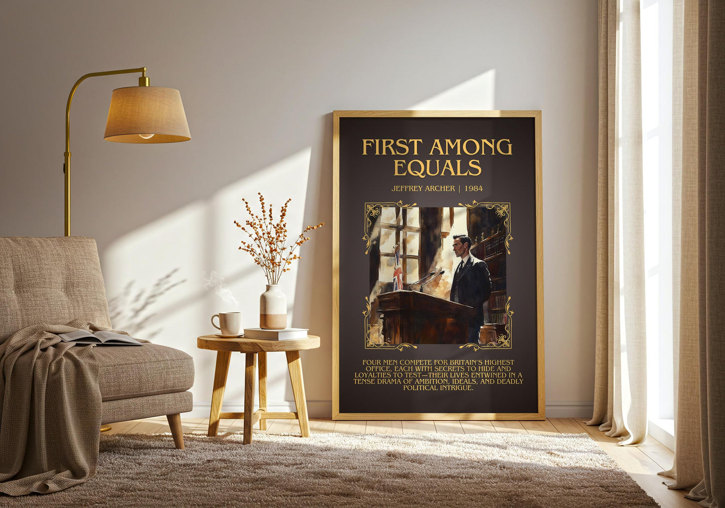 First Among Equals by Jeffrey Archer Descriptive, High Quality Poster Print.Free Delivery Wall Art.Author&Blurb Book Artwork.Decor Gift