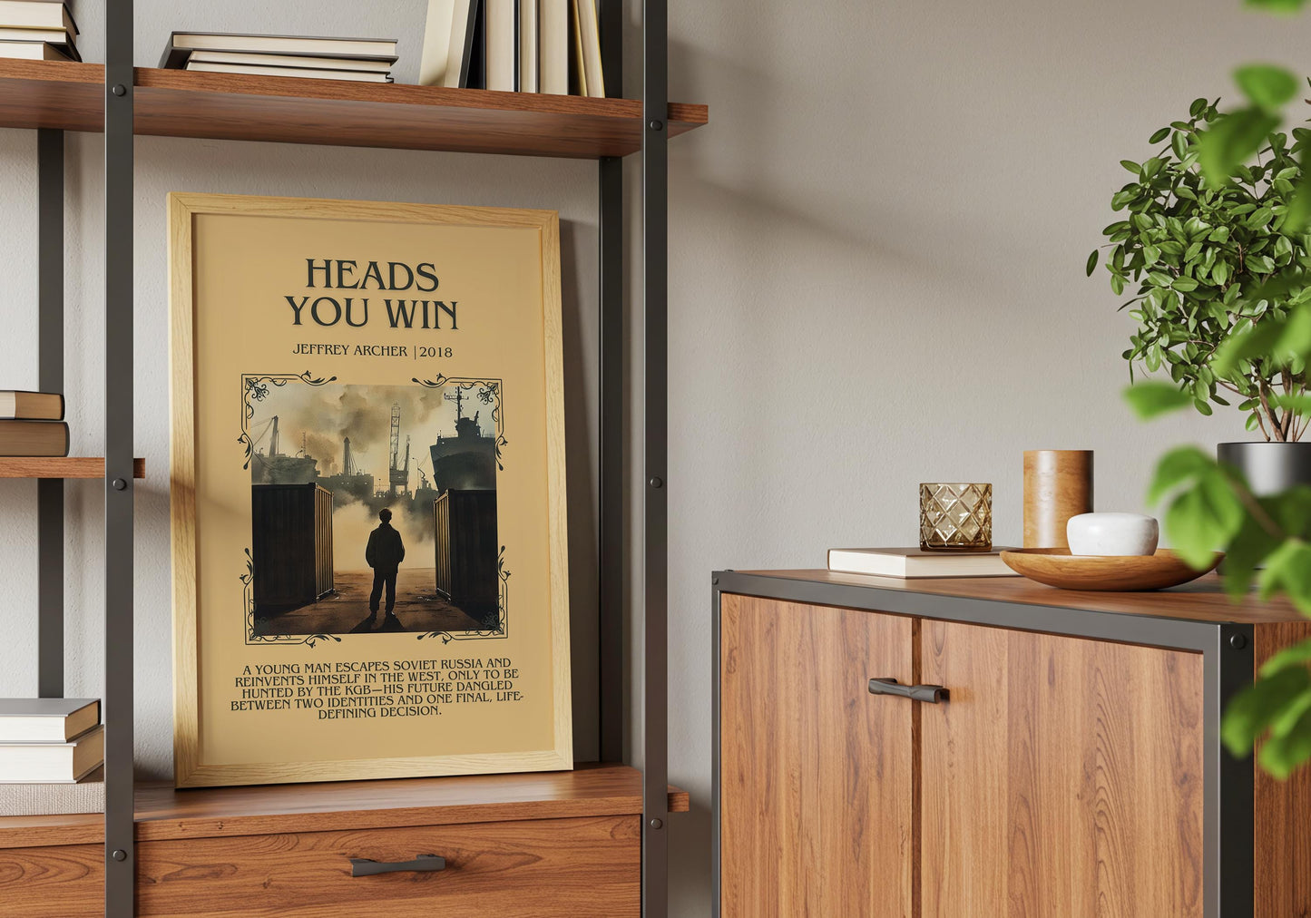 Heads You Win by Jeffrey Archer Descriptive, High Quality Poster Print.Free Delivery Wall Art.Author&Blurb Book Artwork. Home Decor Gift