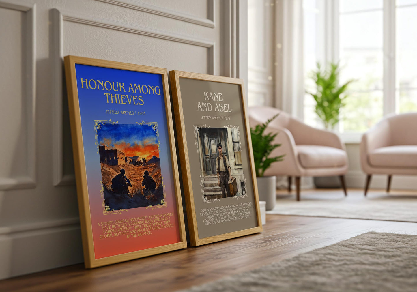 Kane And Abel by Jeffrey Archer Descriptive, High Quality Poster Print.Free Delivery Wall Art.Author&Blurb Book Artwork. Home Decor Gift