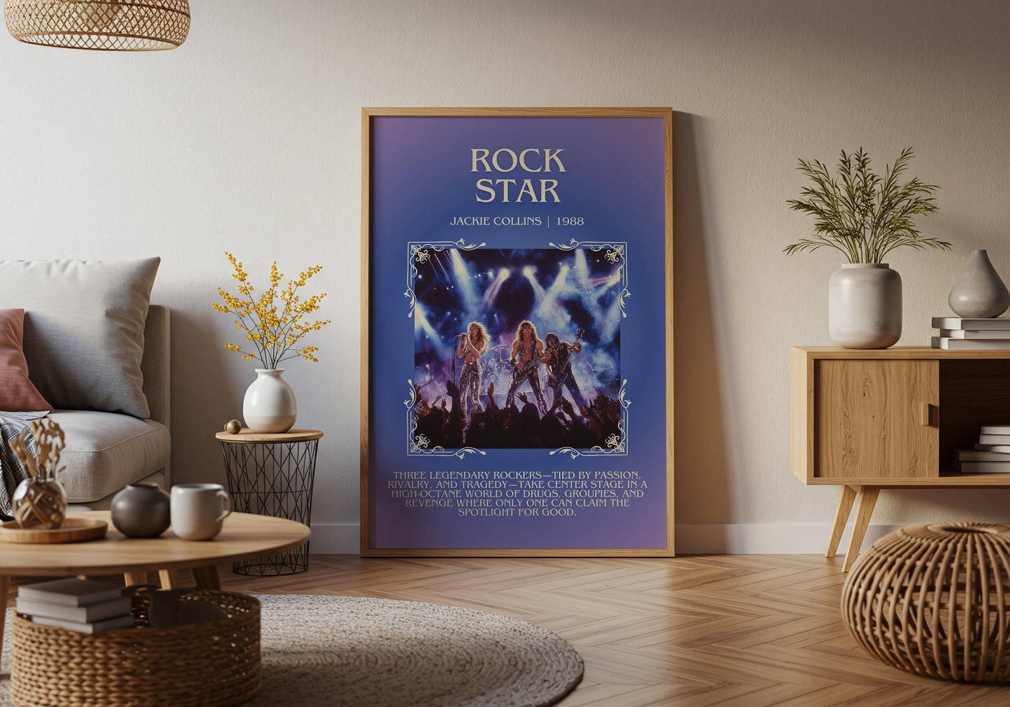 Rockstar by Jackie Collins Descriptive, High Quality Poster Print.Free Delivery Wall Art.Author&Blurb Book Artwork Home Decor Novel Art