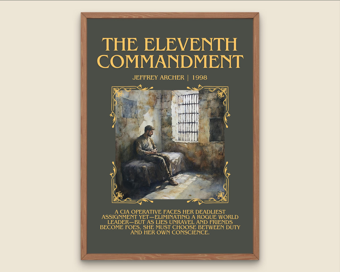 The Eleventh Commandment by Jeffrey Archer Descriptive, High Quality Poster Print.Free Delivery Wall Art.Author&Blurb Book Artwork Novel