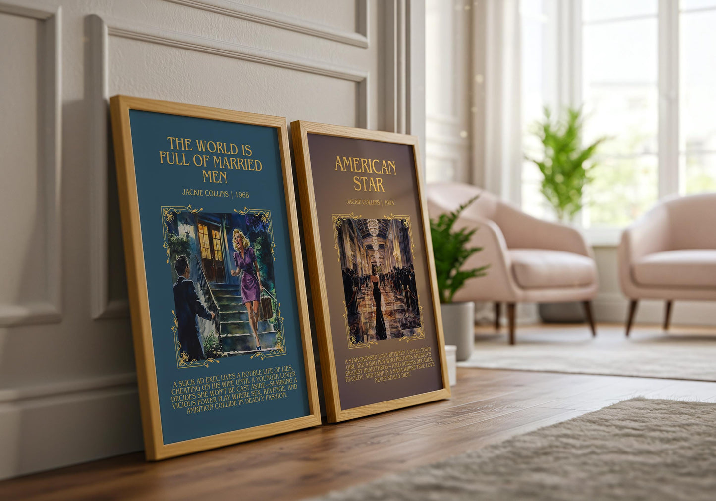 The World Is Full Of Married Men by Jackie Collins Descriptive, High Quality Poster Print.Free Delivery Wall Art. Author&Blurb Book Artwork