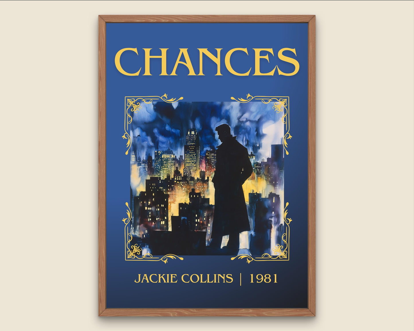 Chances by Jackie Collins High Quality Poster Print. Free Delivery Wall Art-Author&Blurb Book Minimalist Home Gift Cover Library Nook Gift