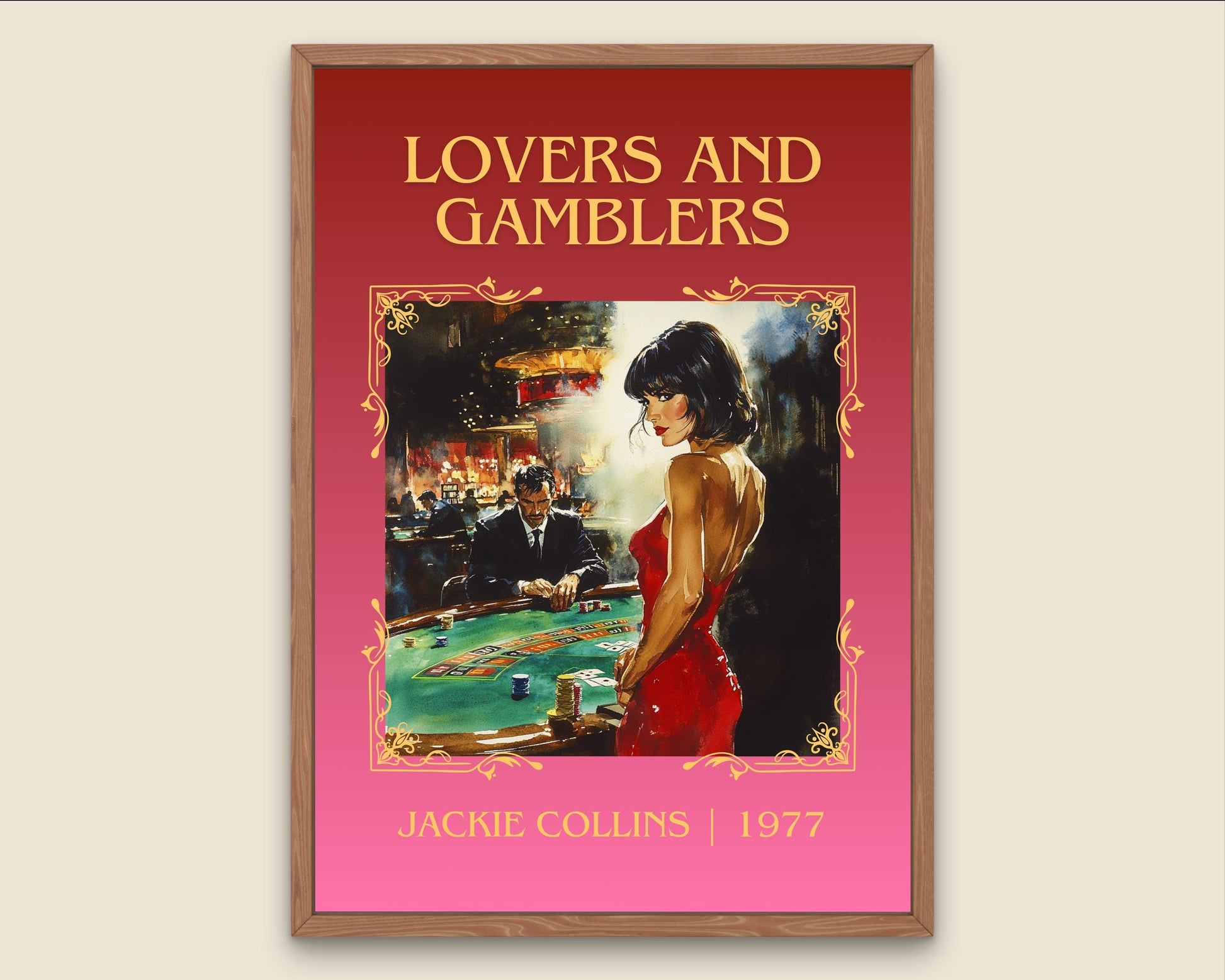 Lovers And Gamblers by Jackie Collins High Quality Poster Print. Free Delivery Wall Art-Author&Blurb Book Minimalist Home Gift Cover Library