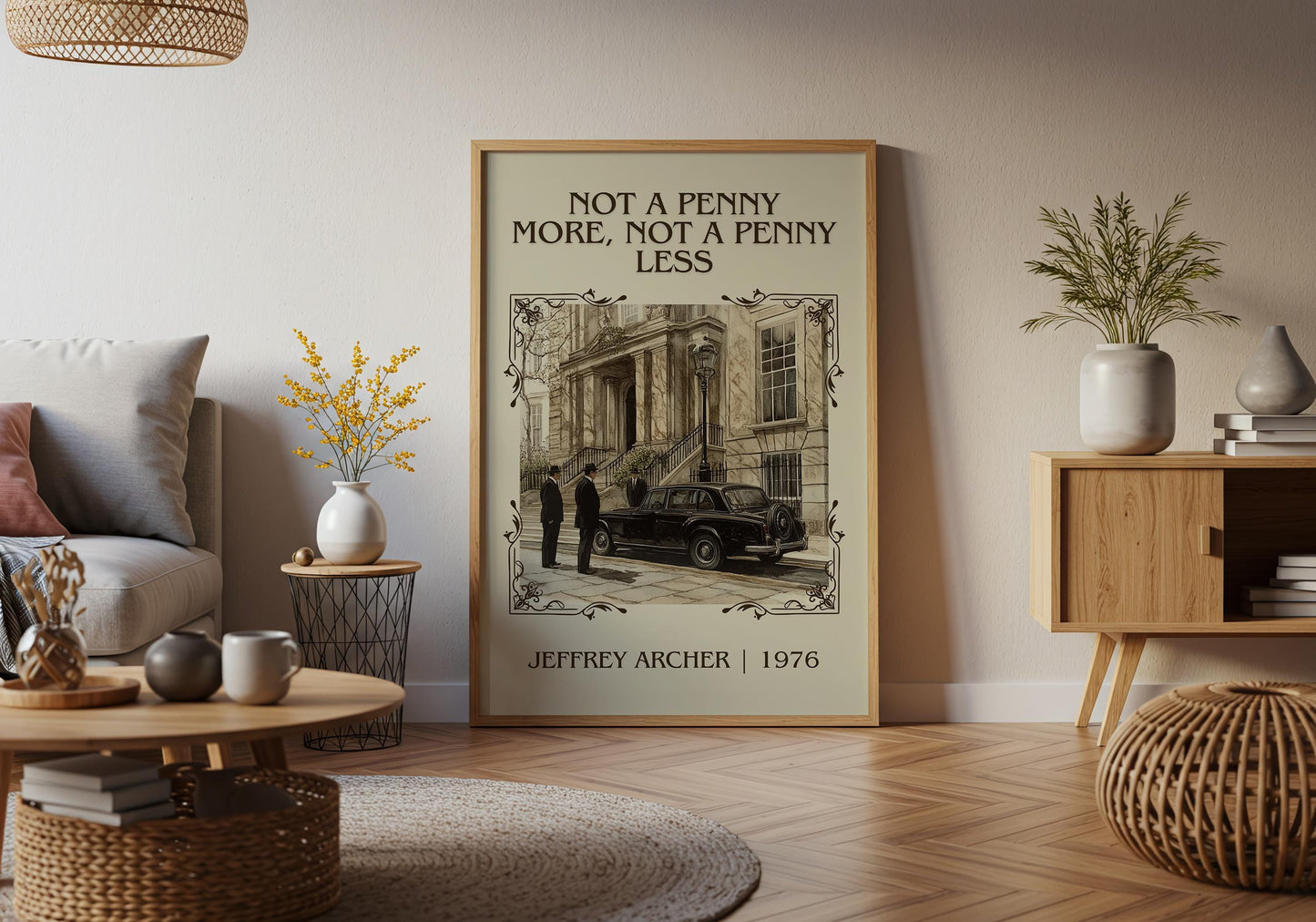 Not A Penny More, Not A Penny Less by Jeffrey Archer High Quality Poster Print. Free Delivery Wall Art-Author&Blurb Book Minimalist Home