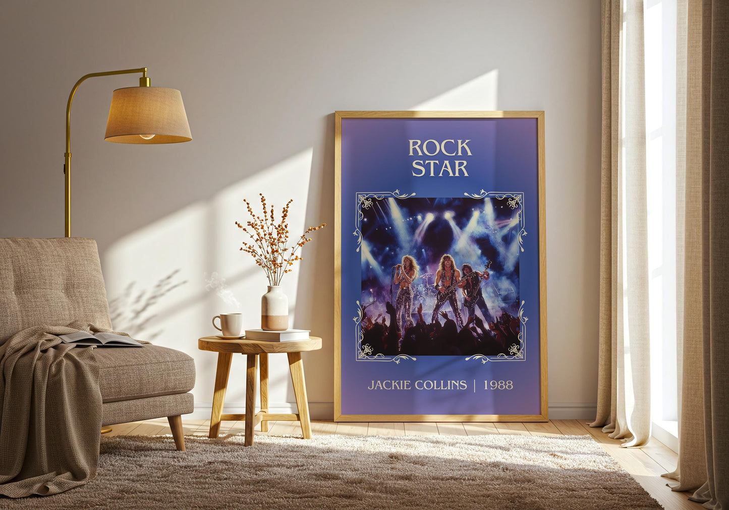Rockstar by Jackie Collins High Quality Poster Print. Free Delivery Wall Art-Author&Blurb Book Minimalist Home Library Nook Gift