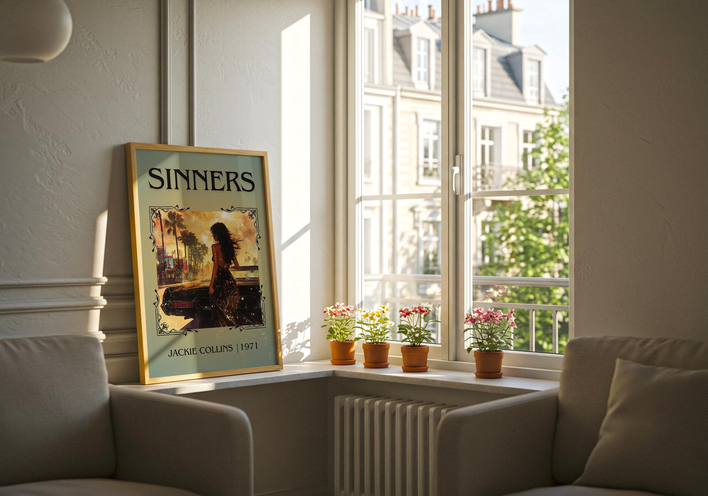 Sinners by Jackie Collins High Quality Poster Print. Free Delivery Wall Art-Author&Blurb Book Minimalist Home Library Nook Gift Book Lover