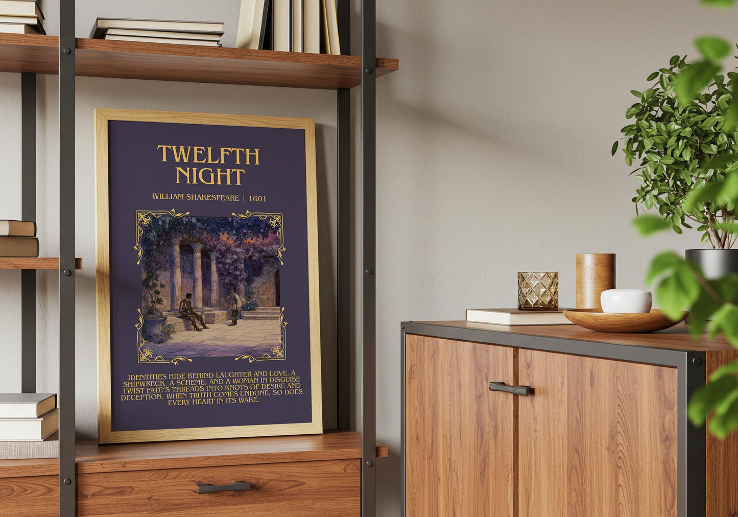 Twelfth Night by William Shakespeare Descriptive, High Quality Poster Print.Free Delivery Wall Art.Author&Blurb Book Nook Gift Play