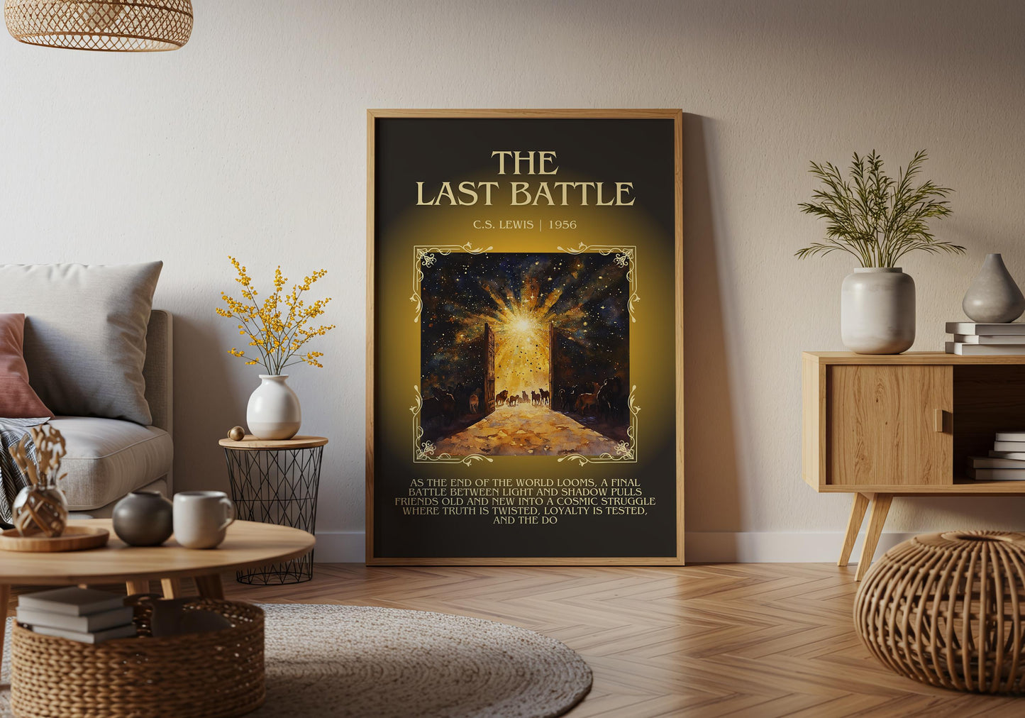 The Last Battle by C.S. Lewis Descriptive, High Quality Poster Print.Free Delivery Wall Art. Author&Blurb Book Library Nook Gift