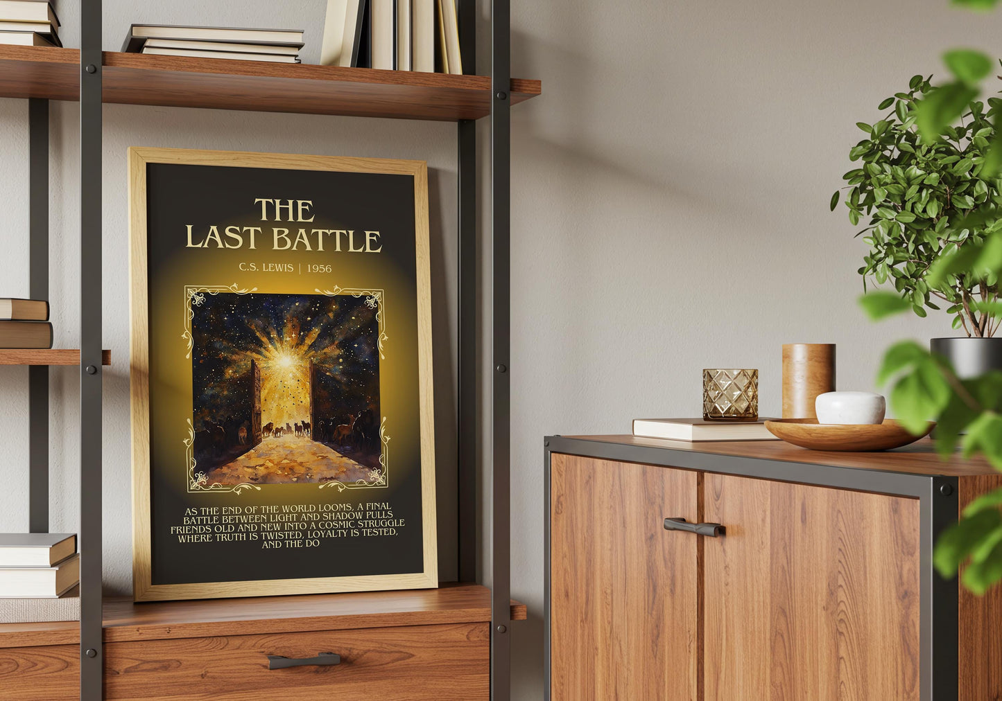 The Last Battle by C.S. Lewis Descriptive, High Quality Poster Print.Free Delivery Wall Art. Author&Blurb Book Library Nook Gift