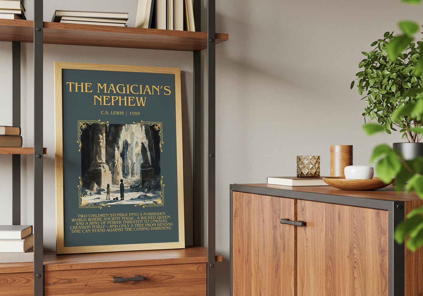 The Magician's Nephew by C.S. Lewis Descriptive, High Quality Poster Print.Free Delivery Wall Art. Author&Blurb Book Library Nook Gift