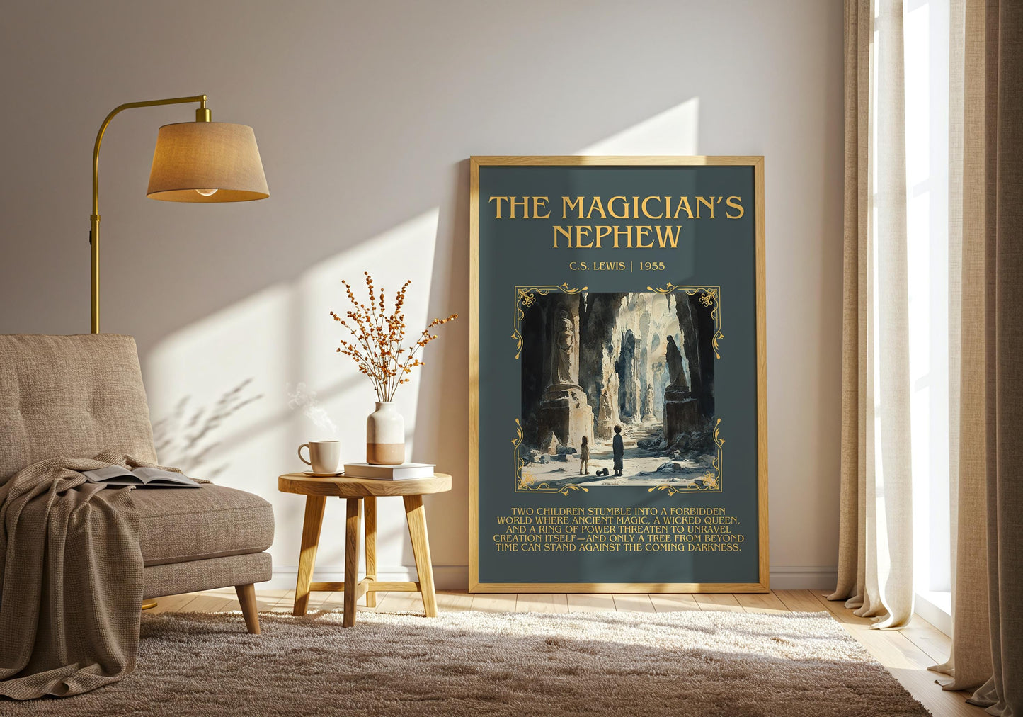 The Magician's Nephew by C.S. Lewis Descriptive, High Quality Poster Print.Free Delivery Wall Art. Author&Blurb Book Library Nook Gift