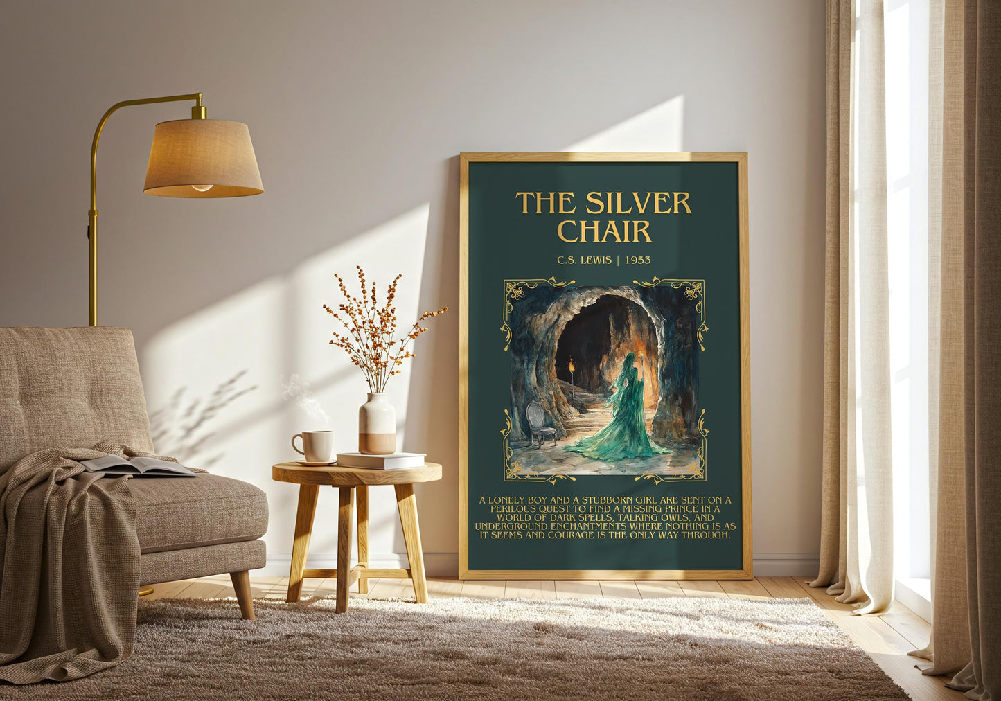 The Silver Chair by C.S. Lewis Descriptive, High Quality Poster Print.Free Delivery Wall Art. Author&Blurb Book Library