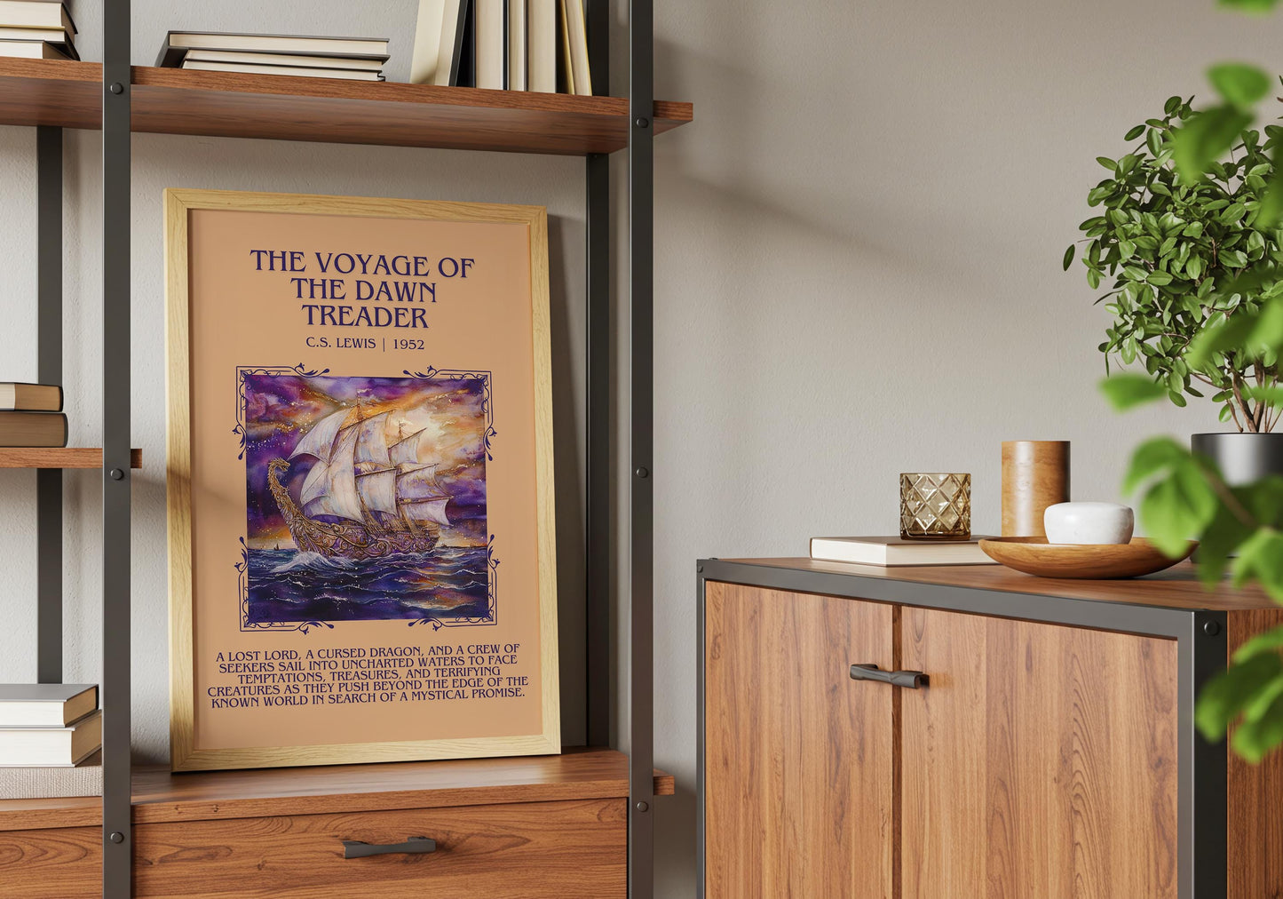 The Voyage Of The Dawn Treader by C.S. Lewis Descriptive, High Quality Poster Print.Free Delivery Wall Art. Author&Blurb Book Library Nook