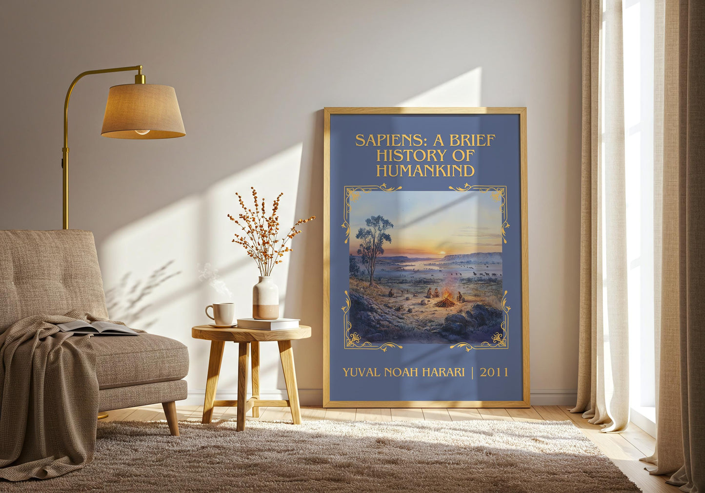 Sapiens: A Brief History Of Humankind by Yuval Noah Harari High Quality Poster Print.Fast Delivery Wall Art. Author, Title Book Artwork