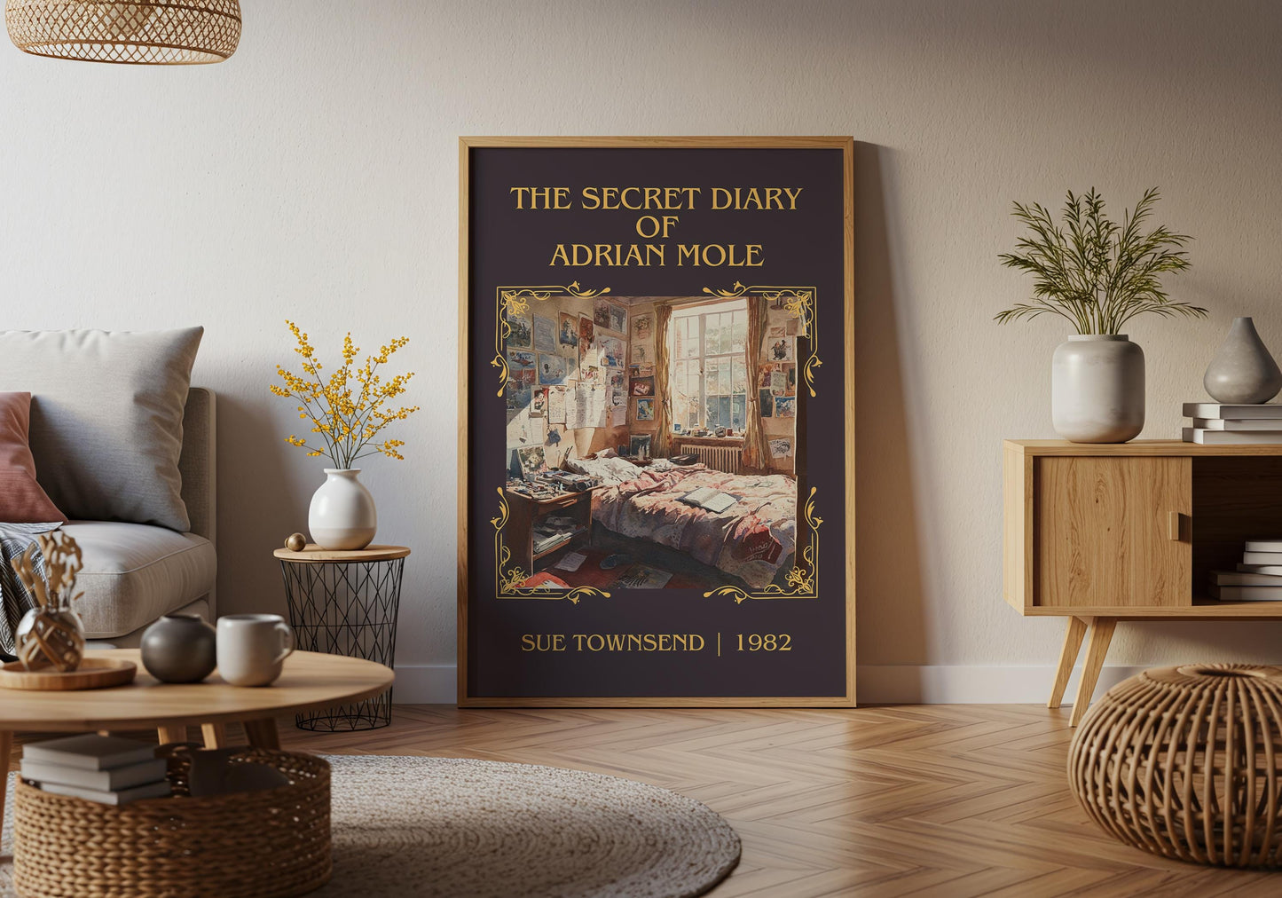 The Secret Diary Of Adrian Mole by Sue Townsend High Quality Poster Print.Fast Delivery Wall Art. Author, Title Book Artwork Minimalist Gift