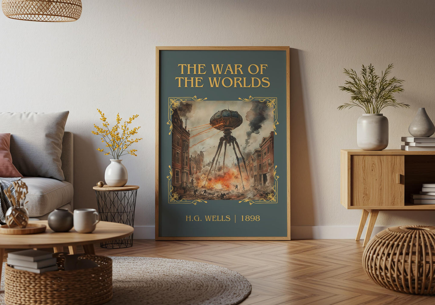The War Of The Worlds by H.G. Wells High Quality Poster Print.Fast Delivery Wall Art. Author, Title Book Artwork Minimalist Home Decor Gift