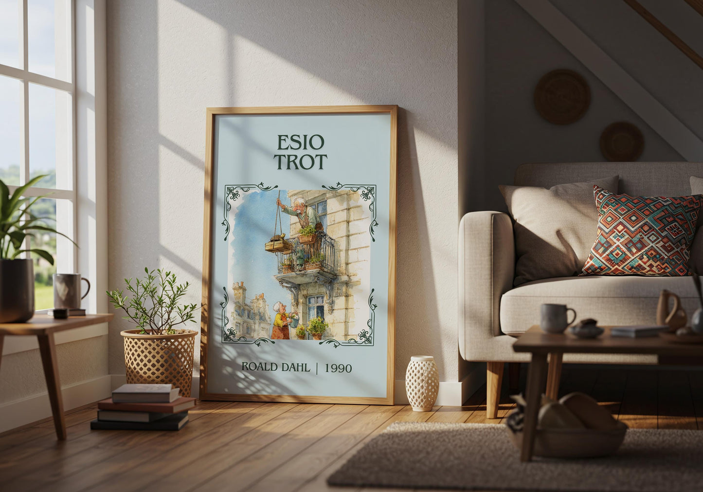 Esio Trot by Roald Dahl High Quality Poster Print. Free Delivery Wall Art. Author&Title Graphic Book Minimalist Home