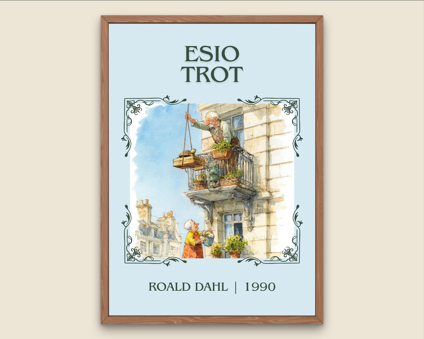Esio Trot by Roald Dahl High Quality Poster Print. Free Delivery Wall Art. Author&Title Graphic Book Minimalist Home