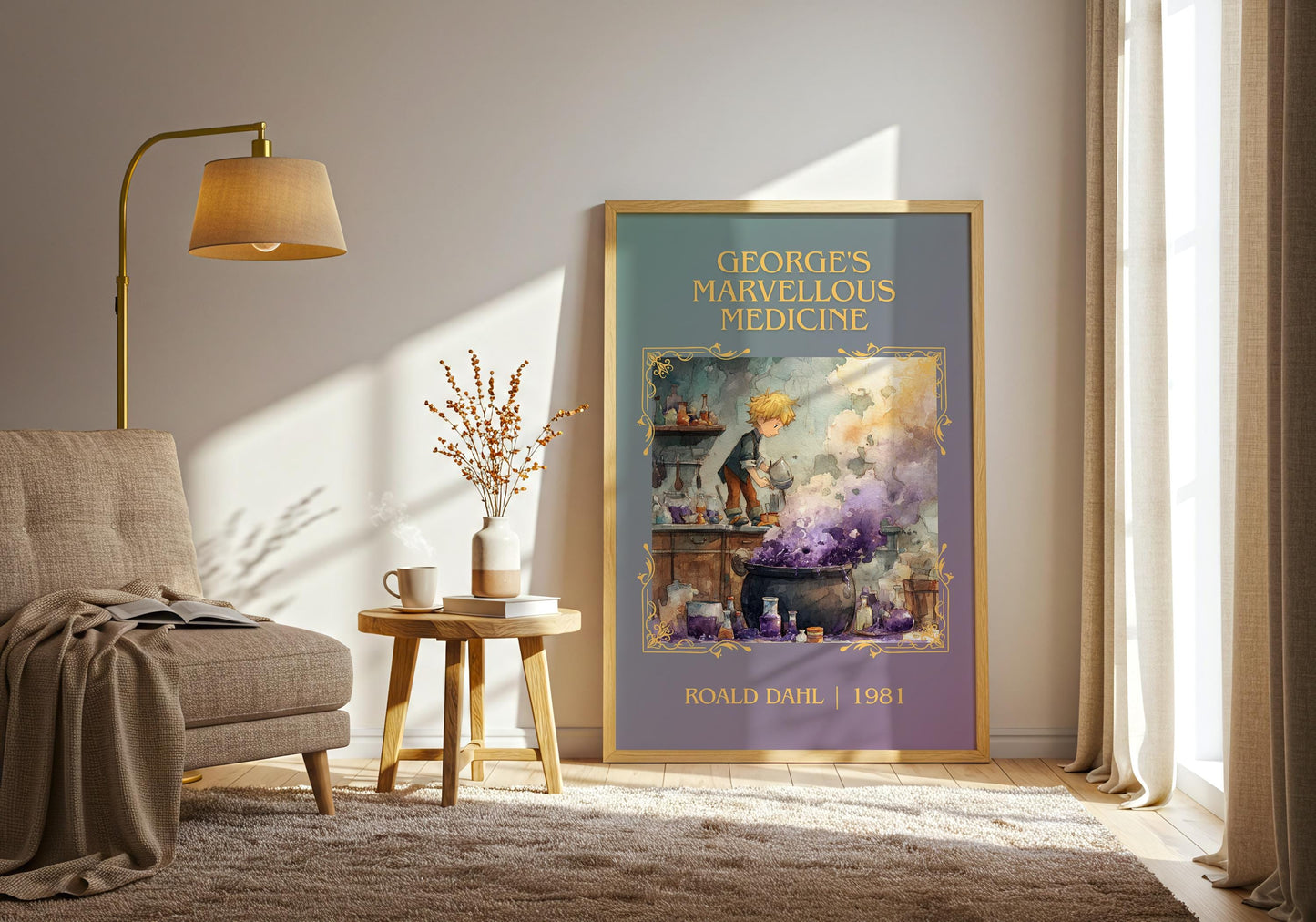 George's Marvellous Medicine by Roald Dahl High Quality Poster Print. Free Delivery Wall Art. Author&Title Graphic Book Minimalist Home