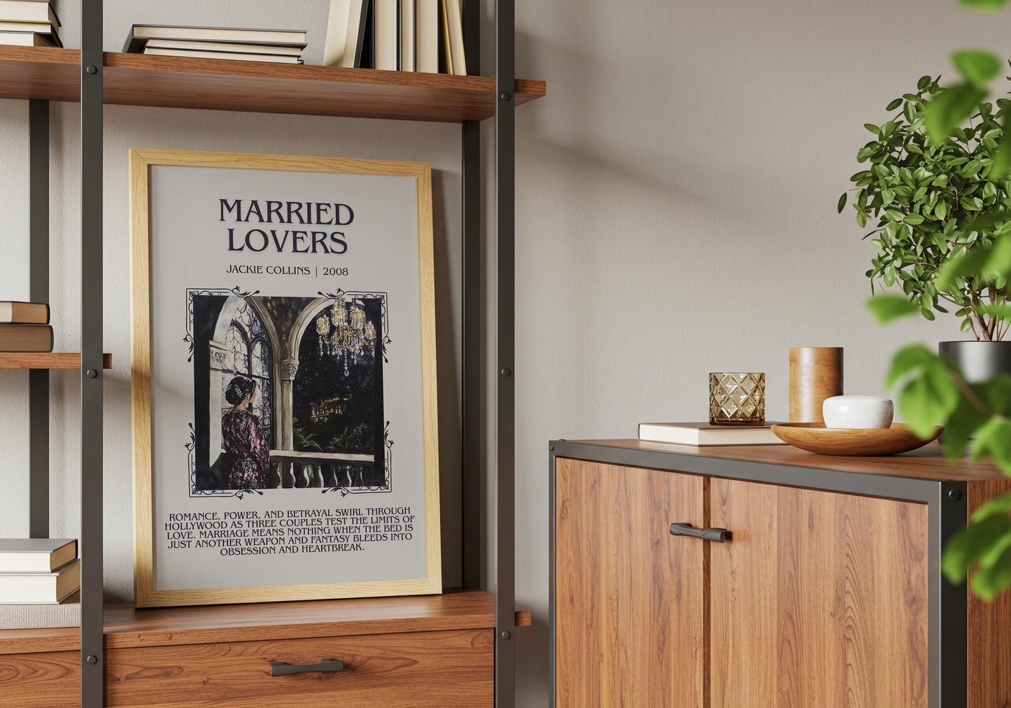 Married Lovers by Jackie Collins Descriptive, High Quality Poster Print.Free Delivery Wall Art.Author&Blurb Book Nook Gift Library