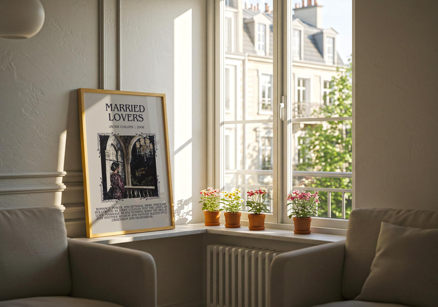 Married Lovers by Jackie Collins Descriptive, High Quality Poster Print.Free Delivery Wall Art.Author&Blurb Book Nook Gift Library