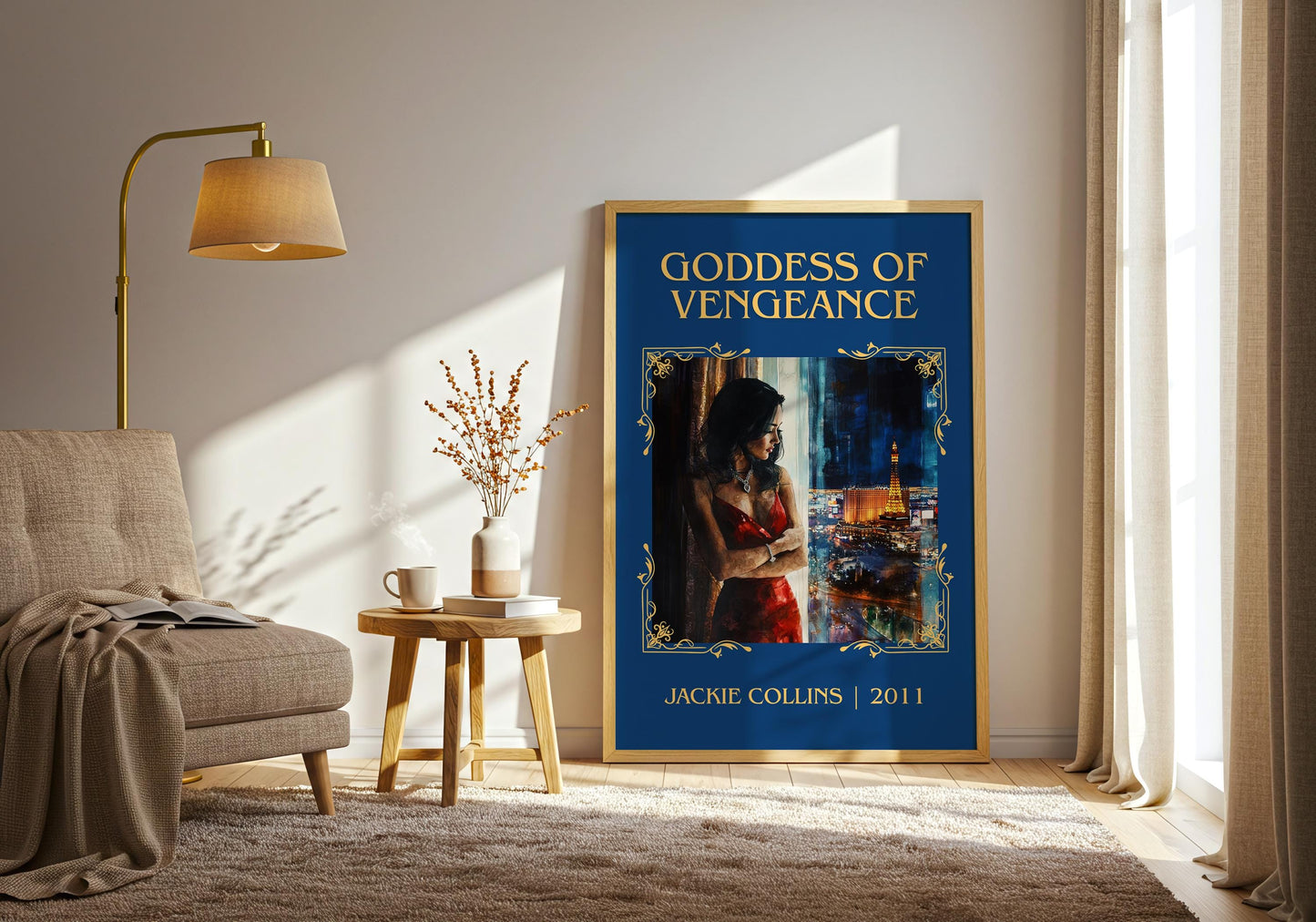 Goddess Of Vengeance by Jackie Collins High Quality Poster Print. Fast, Free Delivery Wall Art. Author-Title Book Artwork-Minimalist Nook