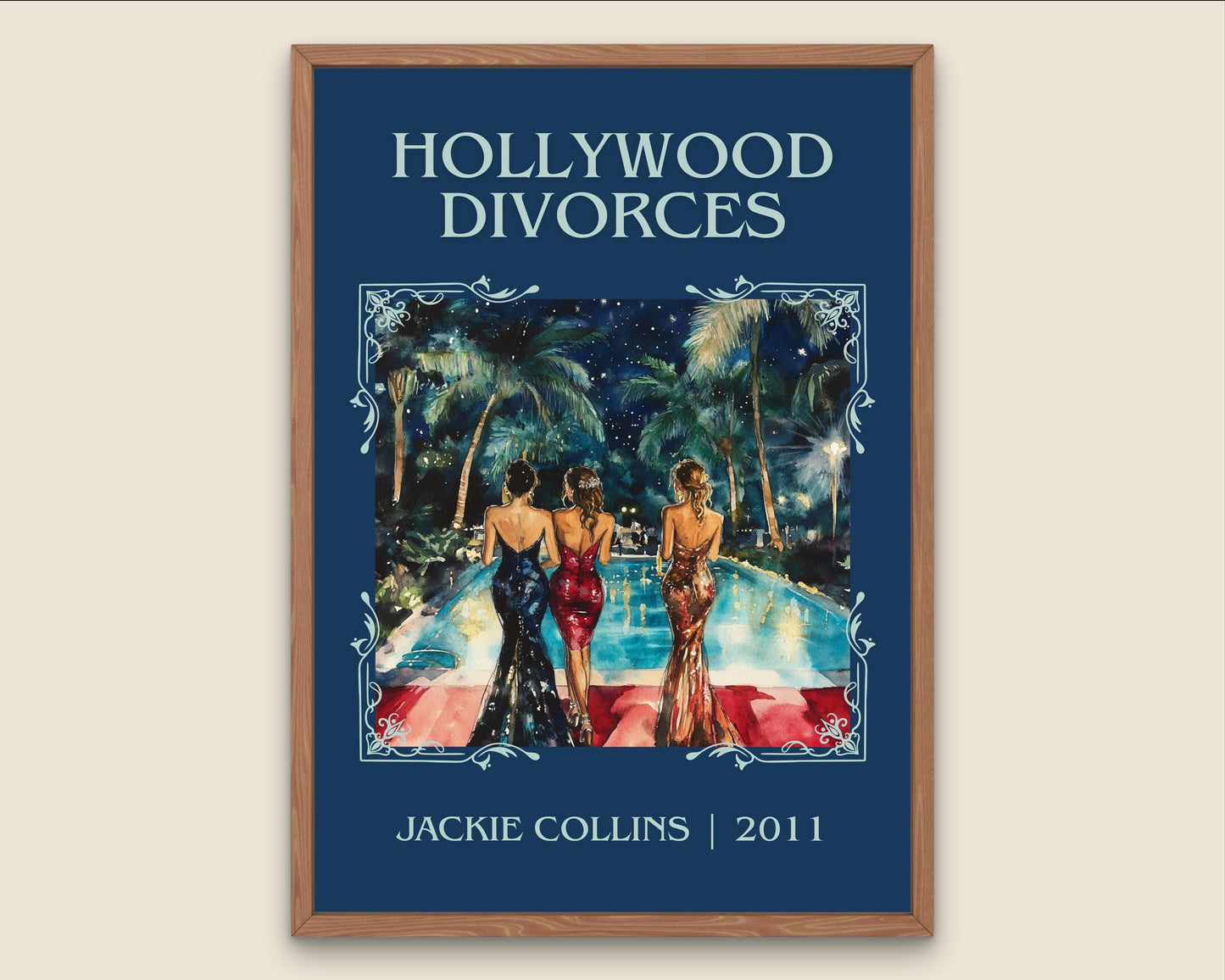 Hollywood Divorces by Jackie Collins High Quality Poster Print. Fast, Free Delivery Wall Art. Author-Title Book Artwork-Minimalist Nook