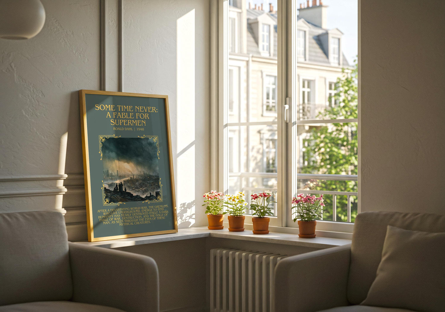 Some Time Never: A Fable For Supermen by Roald Dahl Descriptive, High Quality Poster Print.Free Delivery Wall Art.Author&Blurb Book Nook