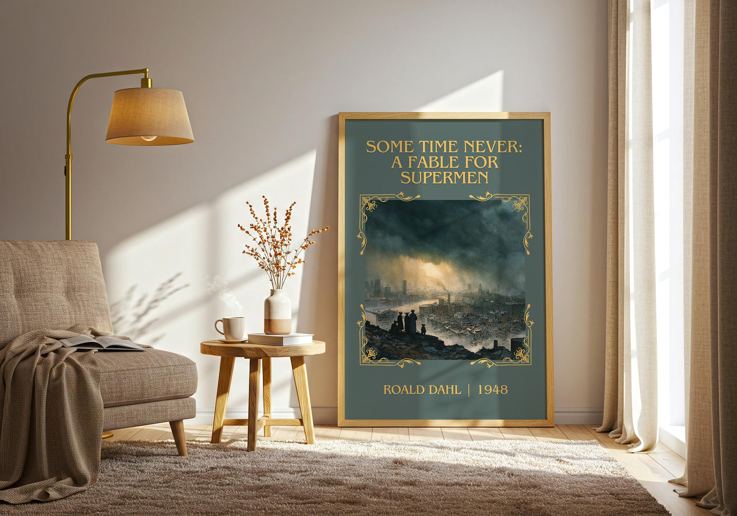 Some Time Never: A Fable For Supermen by Roald Dahl High Quality Poster Print. Free Delivery Wall Art. Author&Title Graphic Book Minimalist