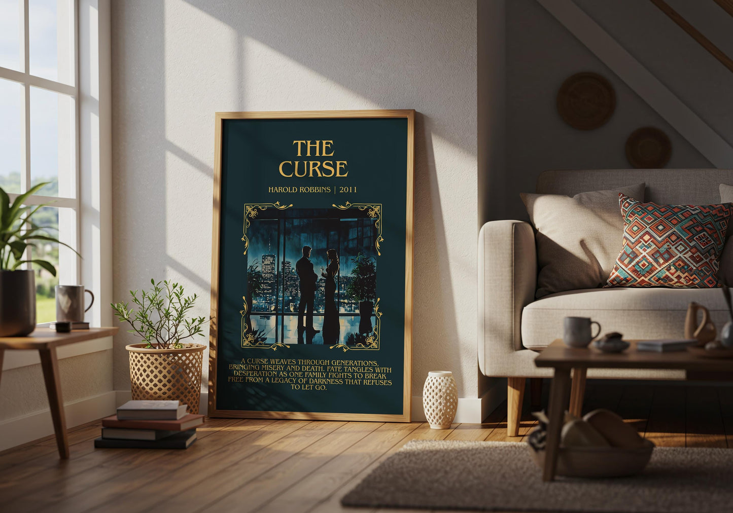 The Curse by Harold Robbins Descriptive, High Quality Poster Print.Free Delivery Wall Art.Author&Blurb Book Nook Gift Library