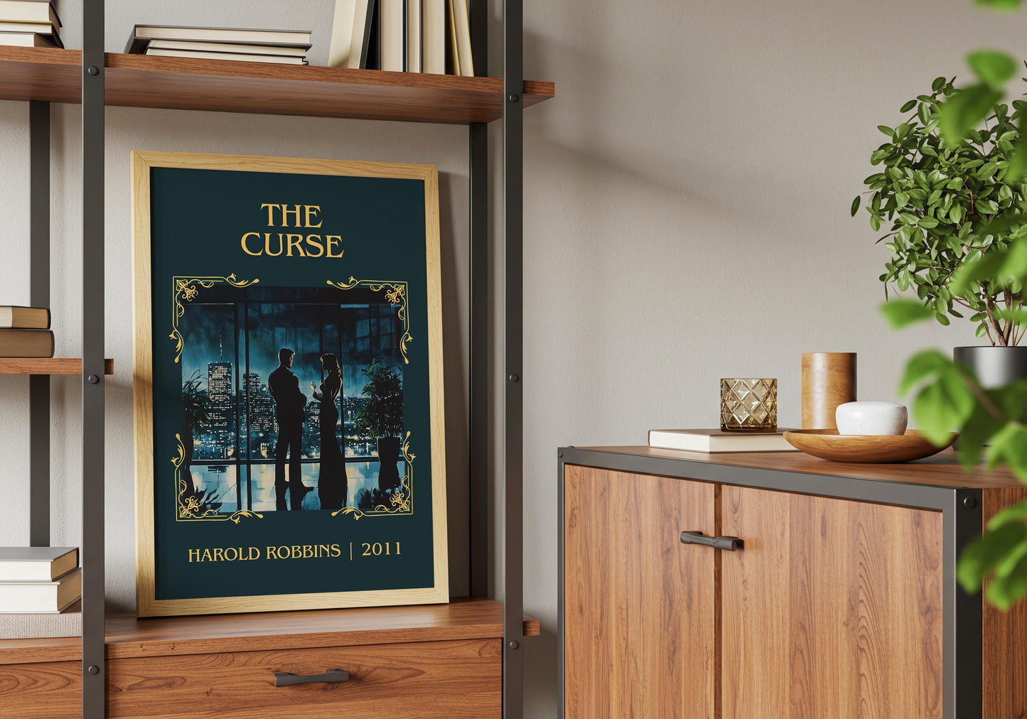 The Curse by Harold Robbins High Quality Poster Print. Free Delivery Wall Art. Author Book Artwork-Minimalist Gift Library Nook Art