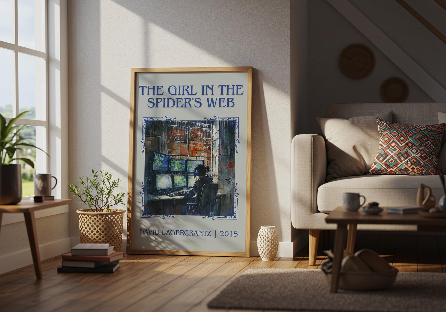 The Girl In The Spiders Web by David Lagercrantz High Quality Poster Print. Free Delivery Wall Art. Author Book Artwork-Minimalist Gift Nook
