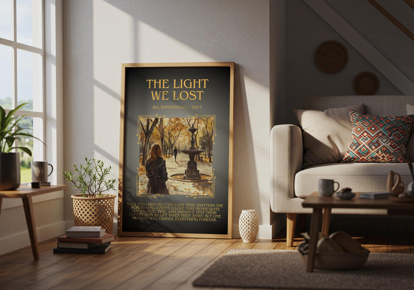 The Light We Lost by Jill Santopallo Descriptive, High Quality Poster Print.Free Delivery Wall Art.Author&Blurb Book Nook Gift Library