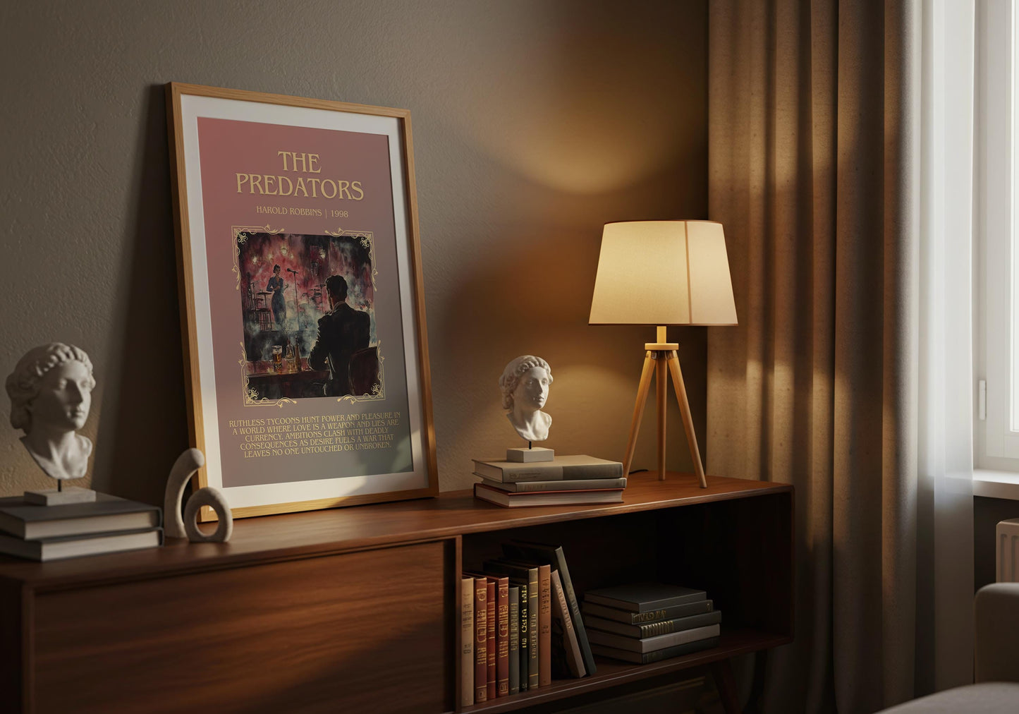 The Predators by Harold Robbins Descriptive, High Quality Poster Print.Free Delivery Wall Art.Author&Blurb Book Nook Gift Library