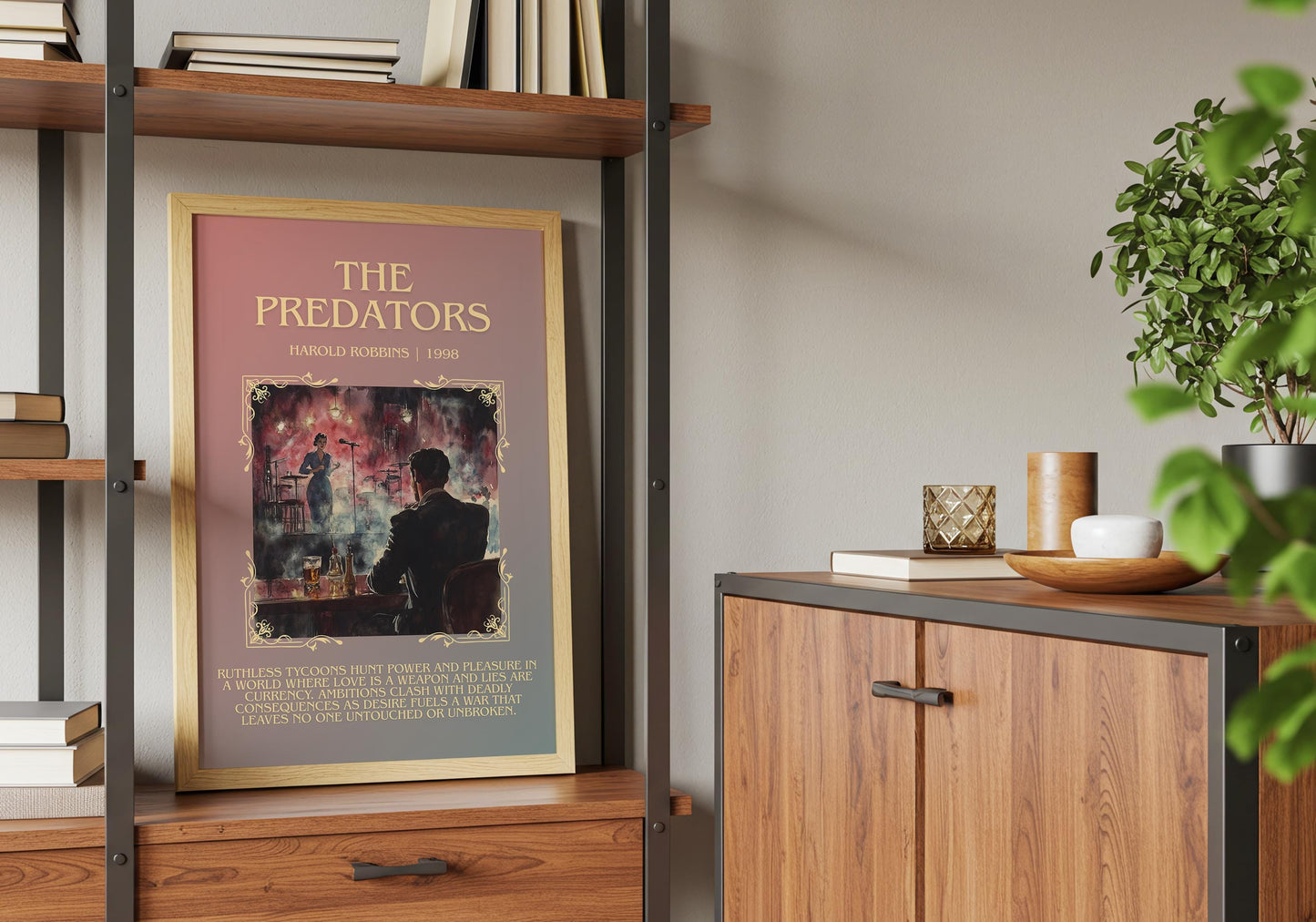 The Predators by Harold Robbins Descriptive, High Quality Poster Print.Free Delivery Wall Art.Author&Blurb Book Nook Gift Library