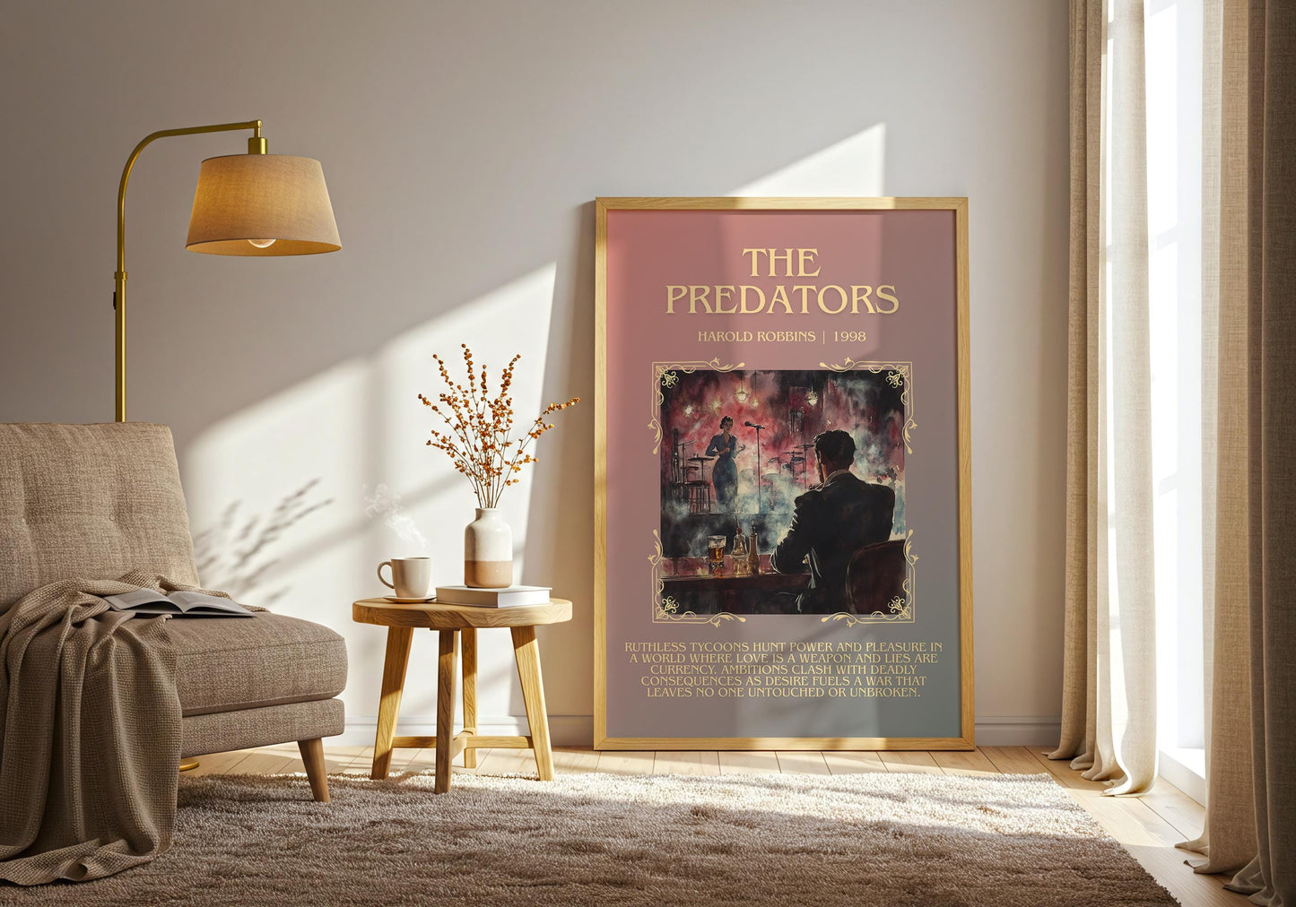 The Predators by Harold Robbins Descriptive, High Quality Poster Print.Free Delivery Wall Art.Author&Blurb Book Nook Gift Library