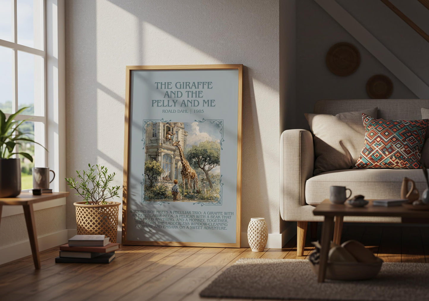 The Giraffe And The Pelly And Me by Roald Dahl Descriptive, High Quality Poster Print. Free Delivery Wall Art. Author&Blurb Book Nook Gift