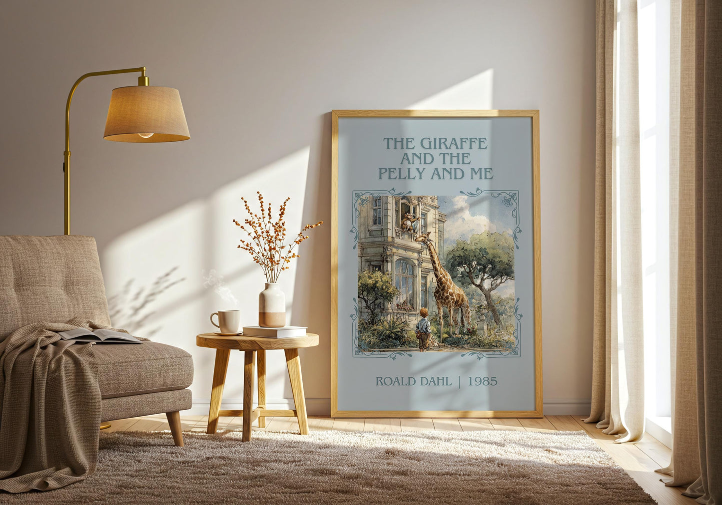 The Giraffe And The Pelly And Me by Roald Dahl High Quality Poster Print. Free Delivery Wall Art. Author&Title Graphic Book Minimalist Kids
