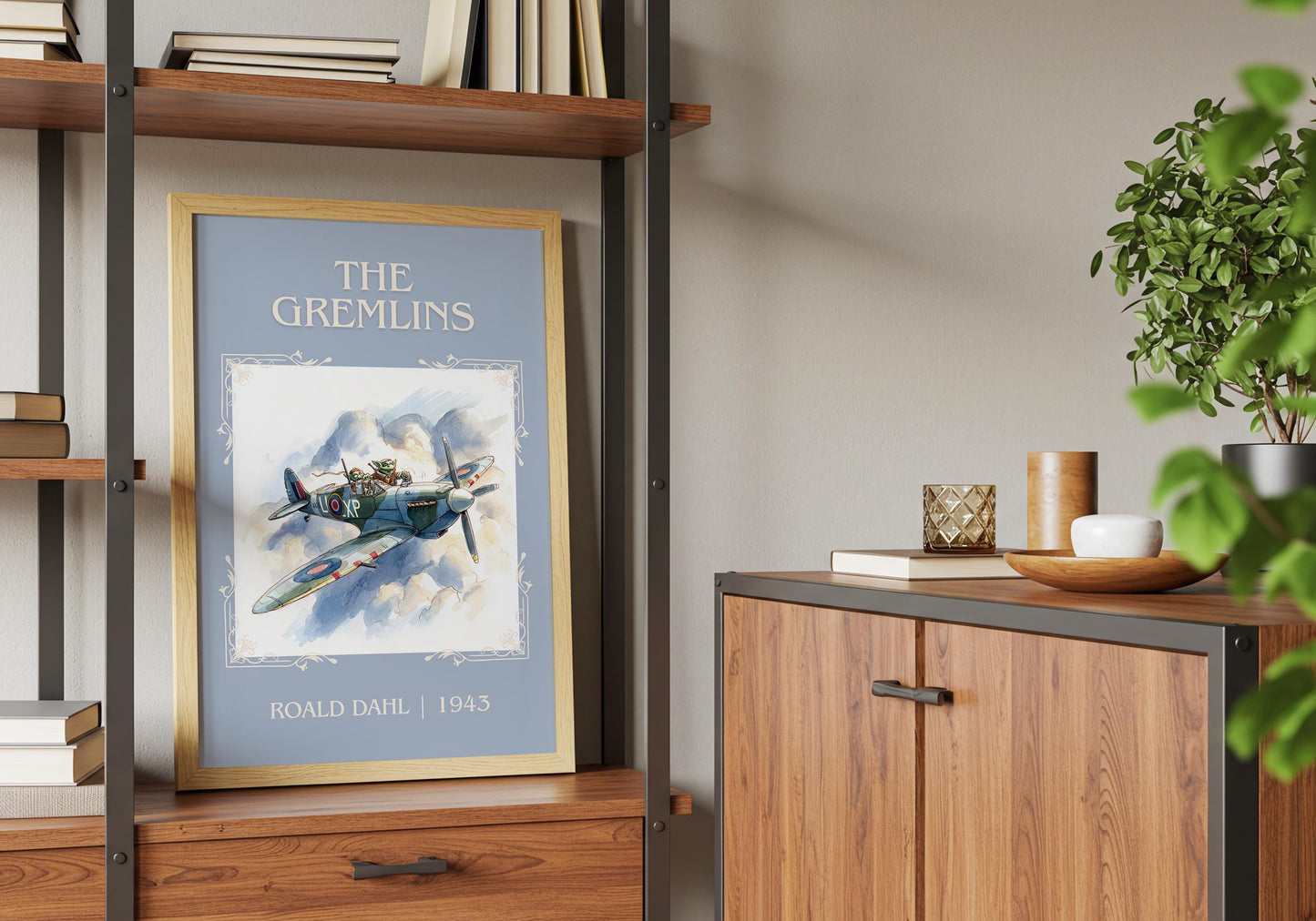 The Gremlins by Roald Dahl High Quality Poster Print. Free Delivery Wall Art. Author&Title Graphic Book Minimalist Kids Book