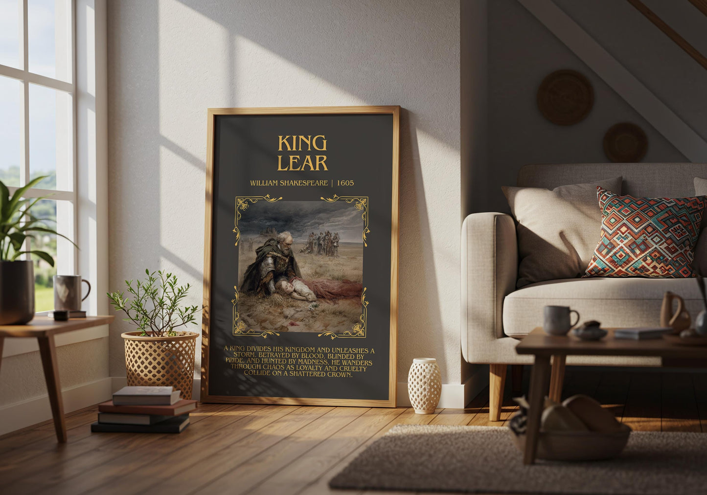 King Lear by William Shakespeare Descriptive, High Quality Poster Print.Free Delivery Wall Art.Author&Blurb Book Play Nook Gift Library